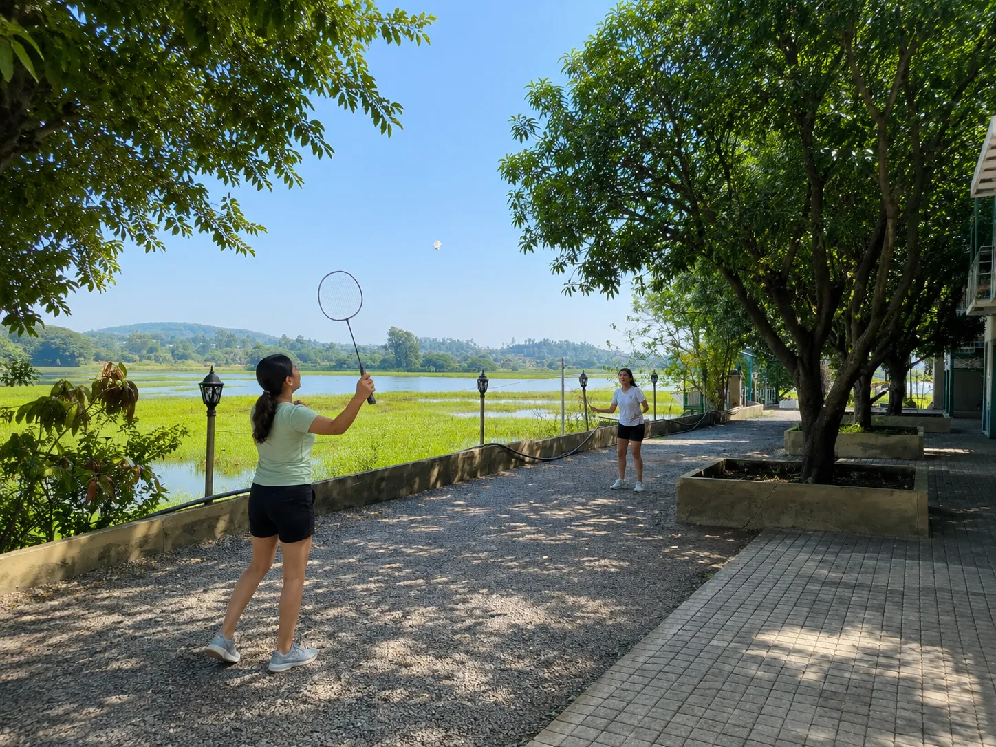Outdoor Badminton Court at The Herb Farm Resort, Igatpuri