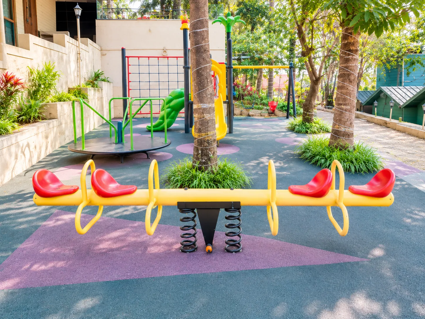 Kids Playground with Swings and Slides at The Herb Farm Resort, Igatpuri