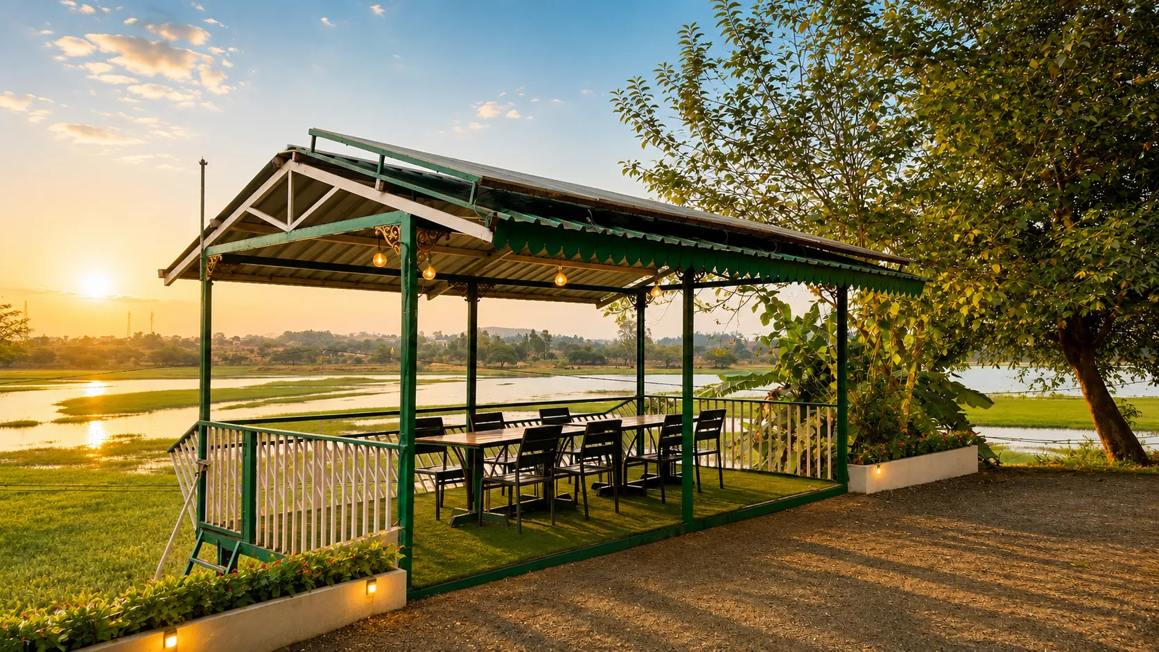 Lake Side Sitting Area in Herb Farm Resort, Igatpuri