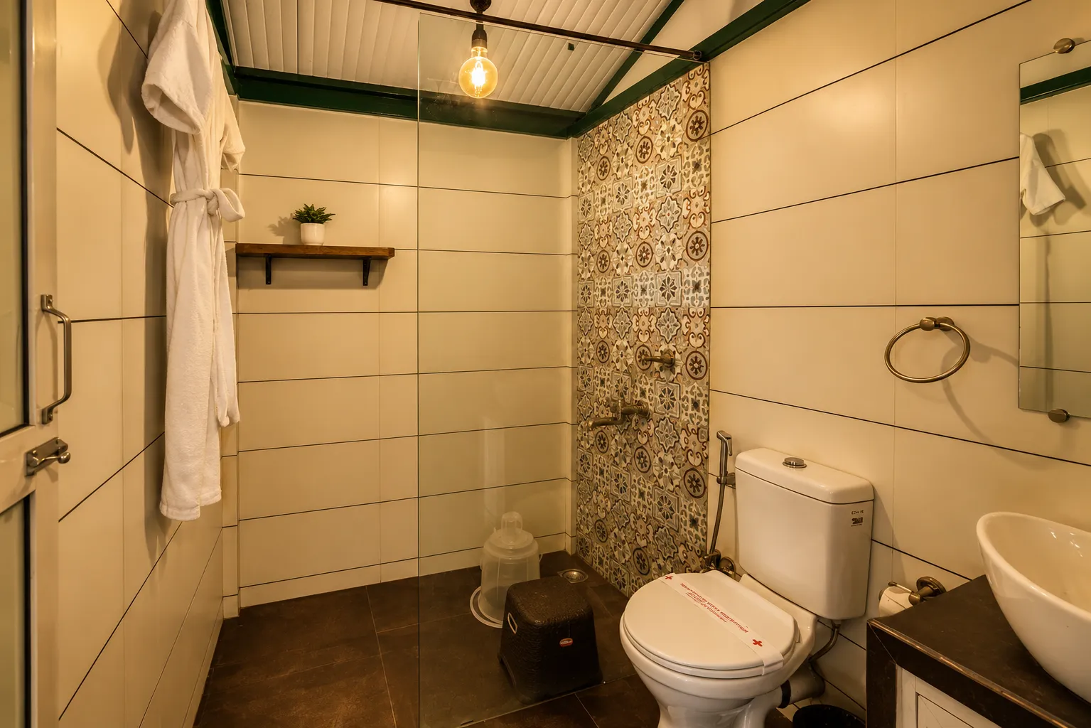 Modern attached bathroom with premium fittings at The Herb Farm Resort, Igatpuri